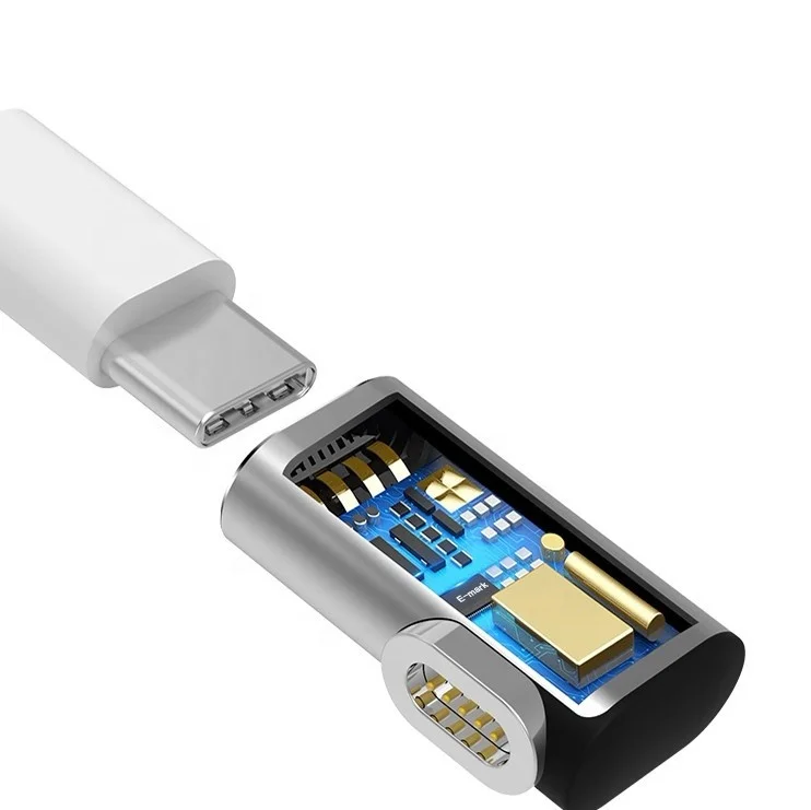 
SUNLINE 2019 Aluminium Alloy 87W 90 Degree Mini Elbow Type C To Type C Fast Charging Usb Magnet Adapter 