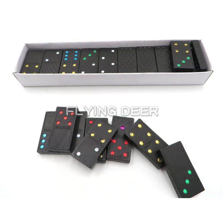 
cheap domino game children classic domino chips with color dots 