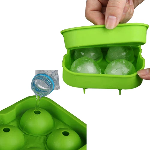 100% food grade Food Grade approved Silicone sphere ice ball maker mould,silicone  ice ball tray with 4 cavities