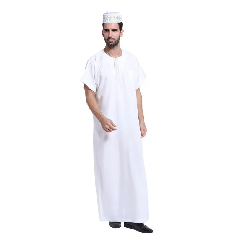A6165 men India tunic kaftan long sleeve loose Saudi Arab Daffah Muslim clothing Islamic black thobe