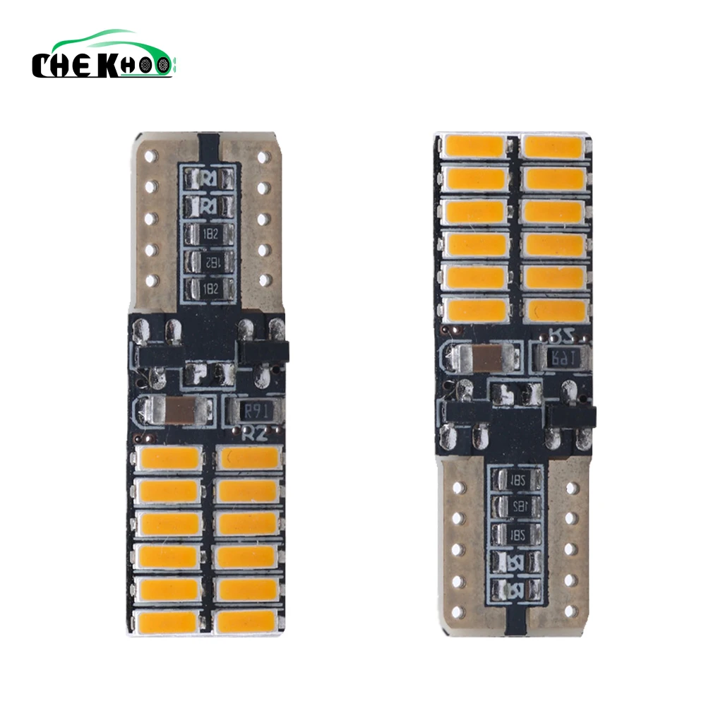 Автомобильная светодиодная лампа T10 24smd 4014 Canbus без ошибок 12 В 24 В Сверхъяркие габаритные огни лампа белый красный синий фиолетовый оранжевый