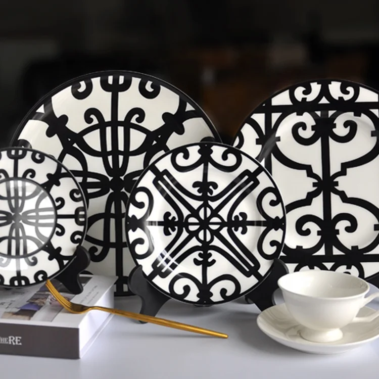 
European charger plate ceramic dining appetizer plates black 
