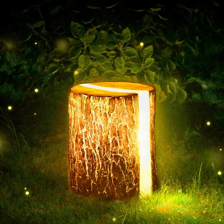 
Wholesale chinese FRP outdoor landscape lighting christmas led artificial wooden tree stump garden decoration 