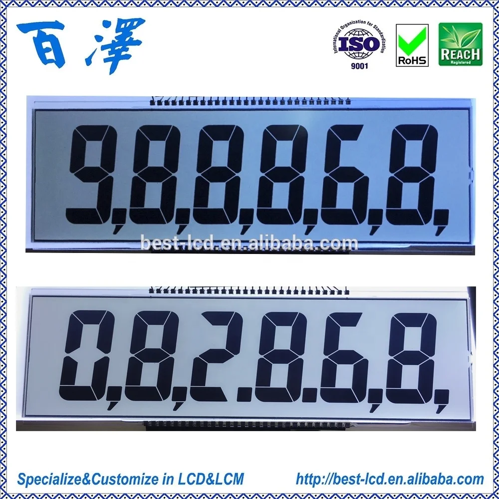 Customize Mono LCD Screen metal pin LCD display 6 Digits LCM