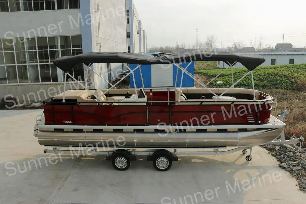 
25ft Aluminum Pontoon Boat Party Boat Suit for Container Load, triple pontoon tube, CE approved 