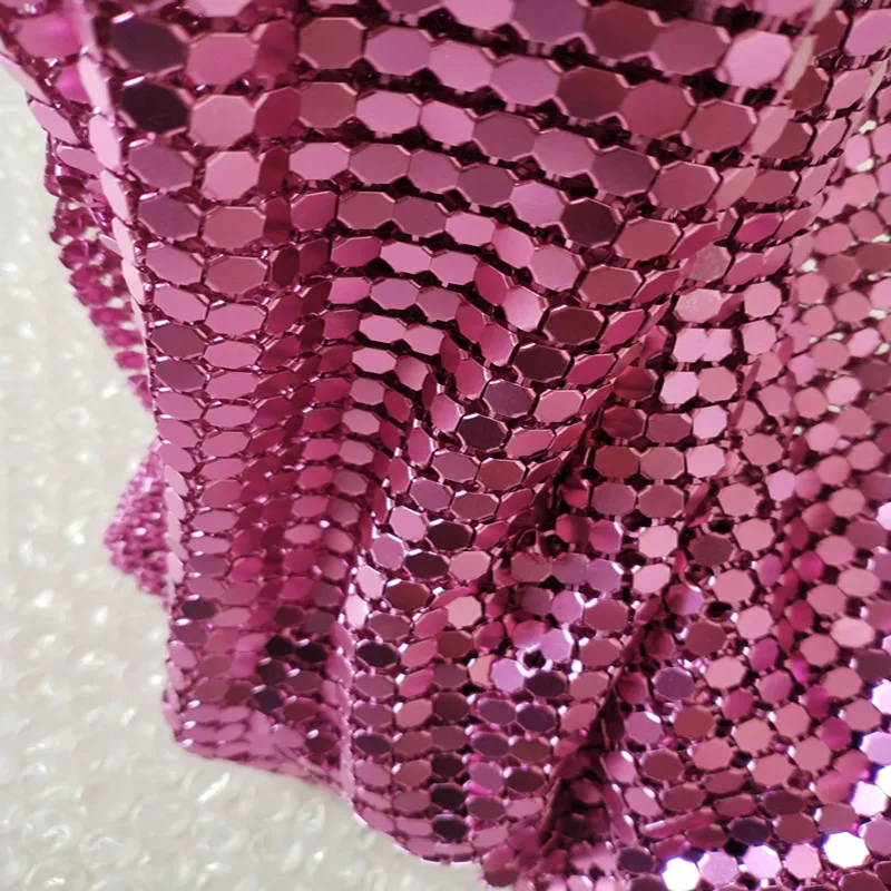 
Aluminum metallic decorative cloth metal sequin fabric 3mm brass mesh 