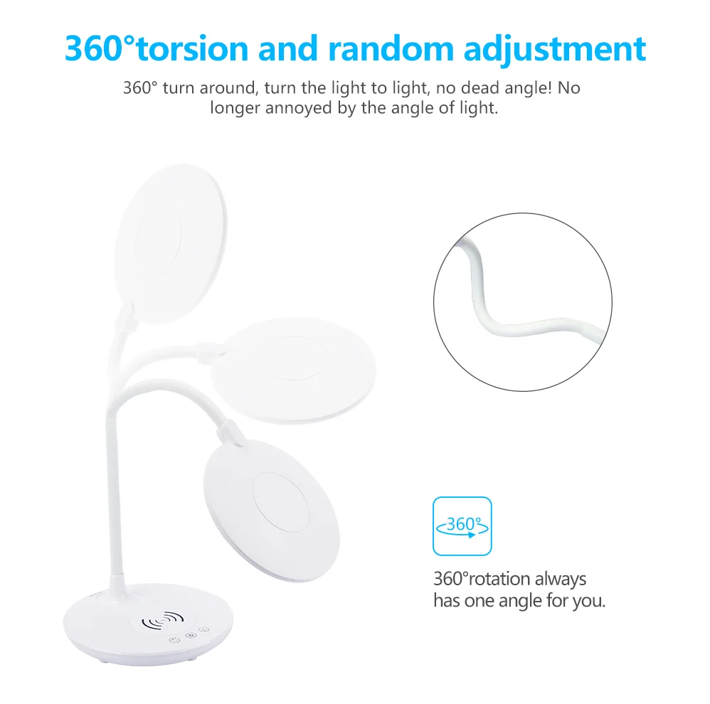 
Free sample dimmable flexible wireless charger led lamp table lamp 