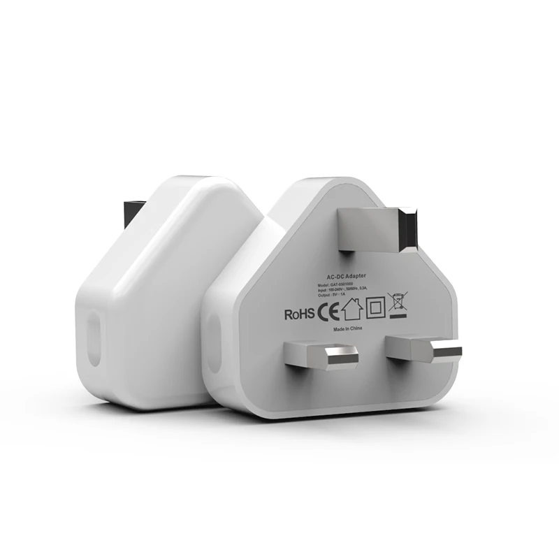 
5V 1A United Kingdom standard Smart phone USB charger CE certified UK HK universal portable classic design wall charger 