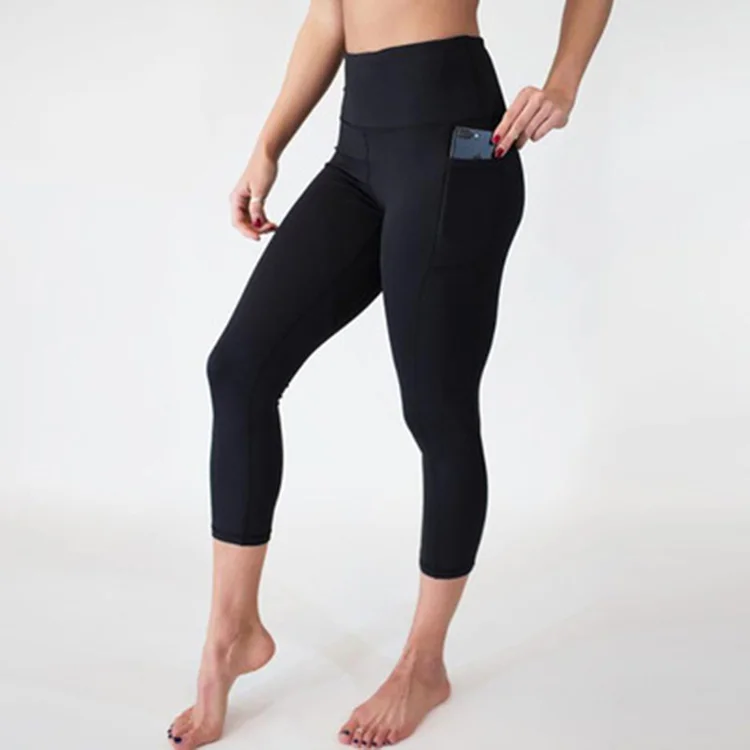 
wholesale sport workout custom women leggings fitness yoga pants gym capri leggings with pocket 