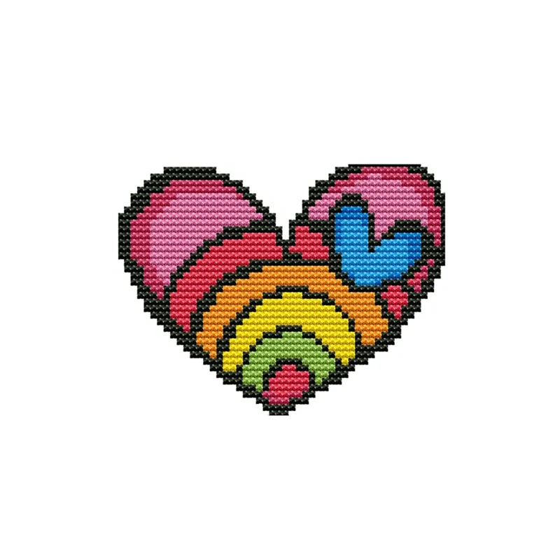 
NKF Rainbow Heart Needlework DIY Cross Stitch Sets For Embroidery Kits Patterns Counted Cross-Stitching 