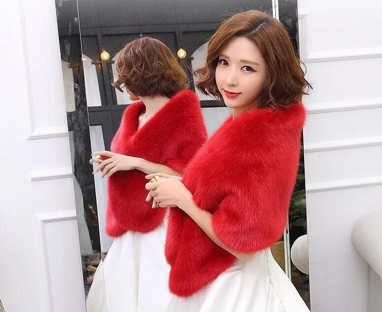 Меховая шаль для невесты белого цвета модная Роскошная меховая Женская весенне-зимняя накидка из лисьего меха заводская