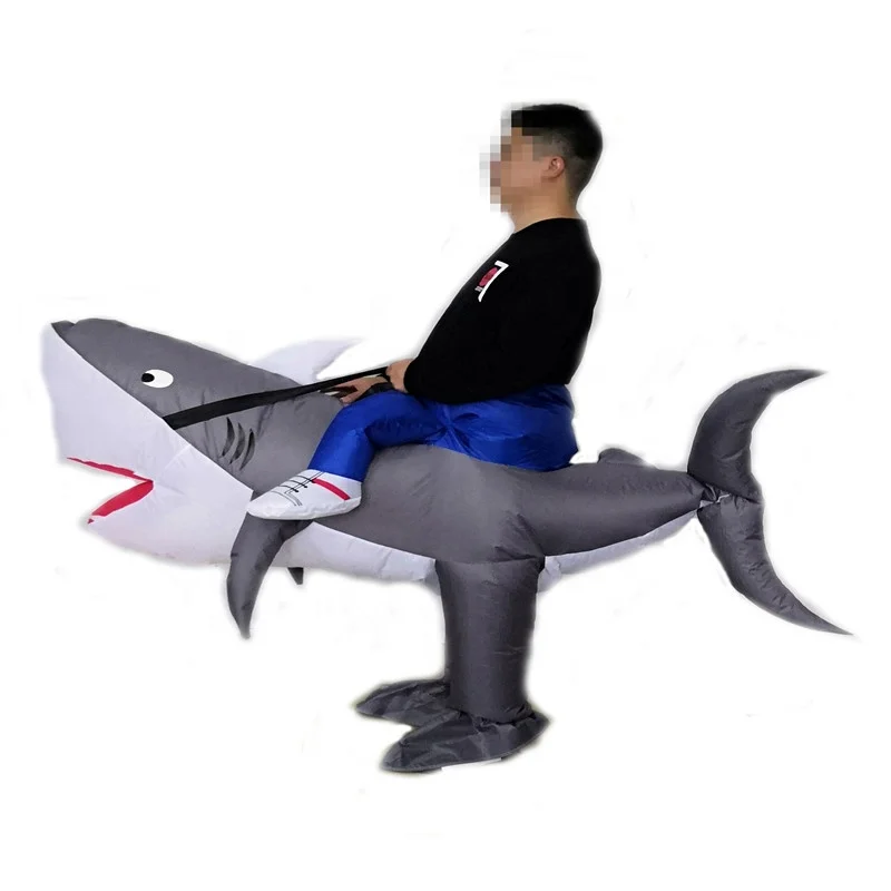 Factory Wholesale  Halloween Costume Animal Mascot  Funny Adult Inflatable Shark Costume