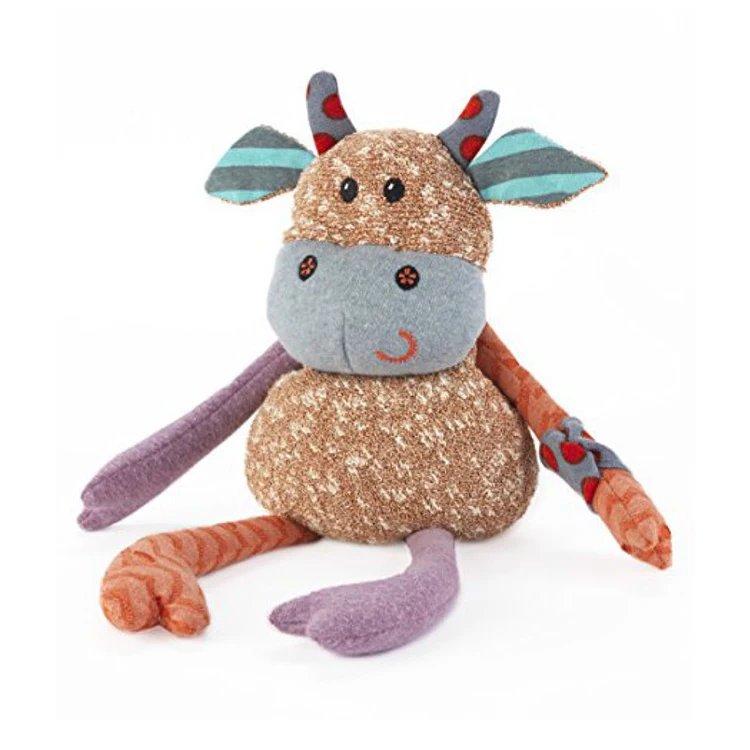 White knitted cute animal knitted cow stuffed toy for baby gifts