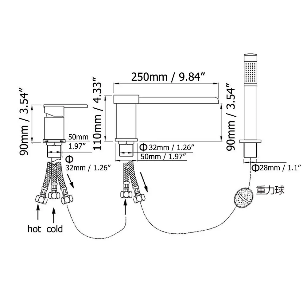 Matte Black Waterfall Bathtub Faucet With Pull Out Hand Shower Single Lever Mixer Tap Waterfall Basin Faucet Tap