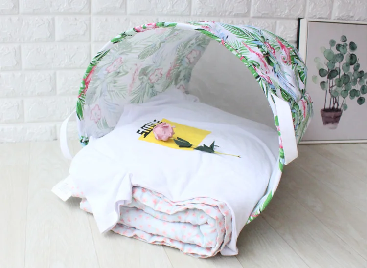 Leaves and Flower Printing Household Foldable Laundry Hamper Storage Basket Fabric
