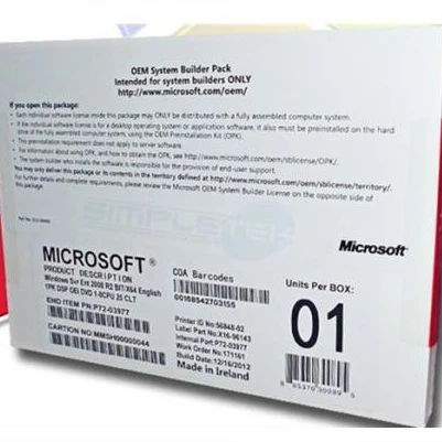 Оригинальный Windows Server 2008 R2 Enterprise 64 Bit DVD , Win Server 2008 R2 OEM версия подлинной лицензии ключа