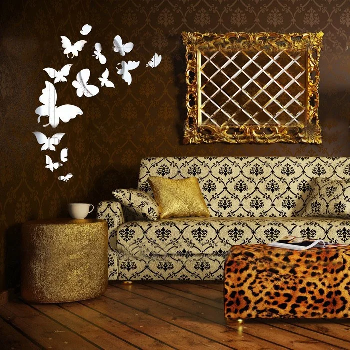 Preciser Luxury Design Butterfly Decoration Mirror Wall Sticker For Bedroom