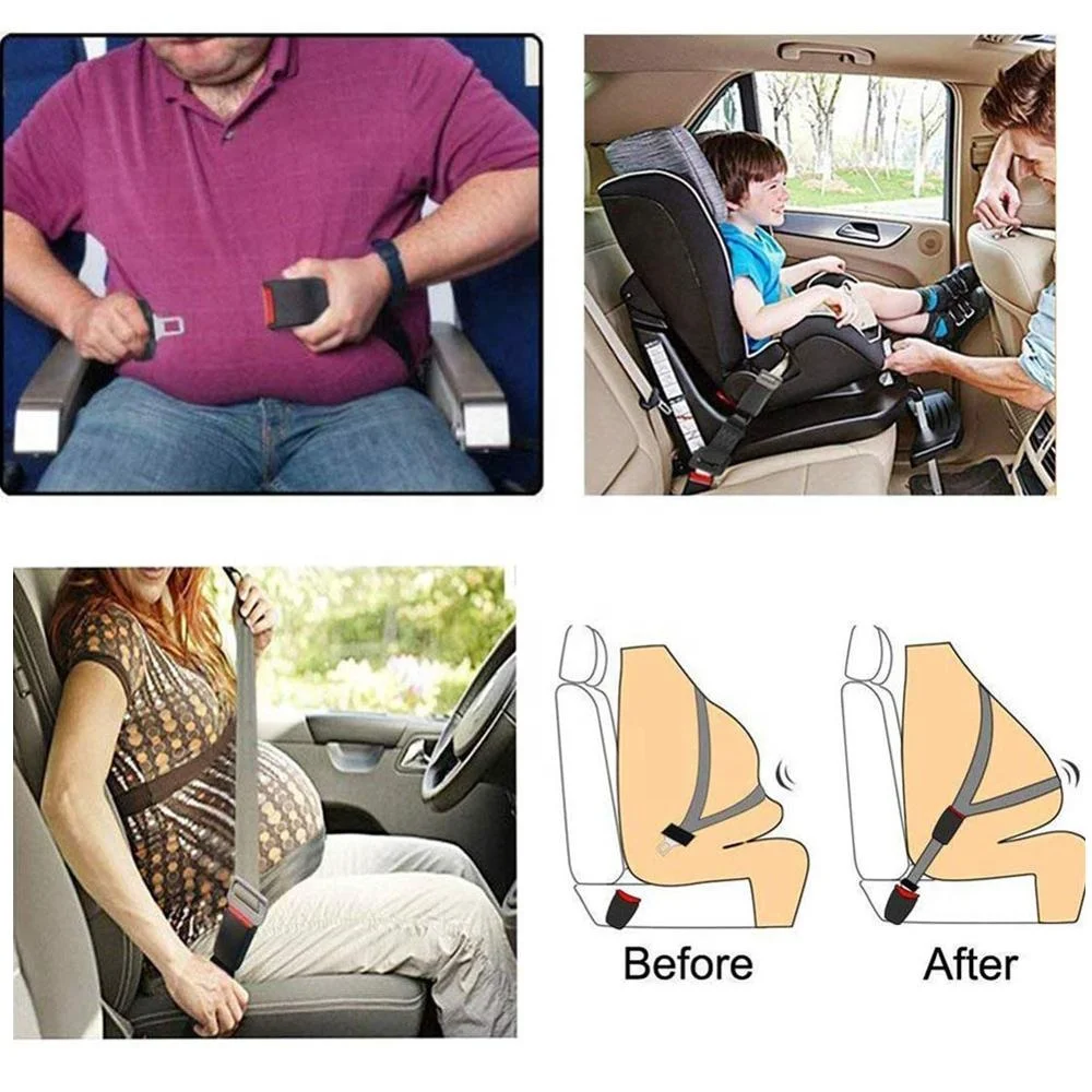 Adjustable Seat Belt Extender  7/8' Metal Tongue  Retractable Seat Belt Extension
