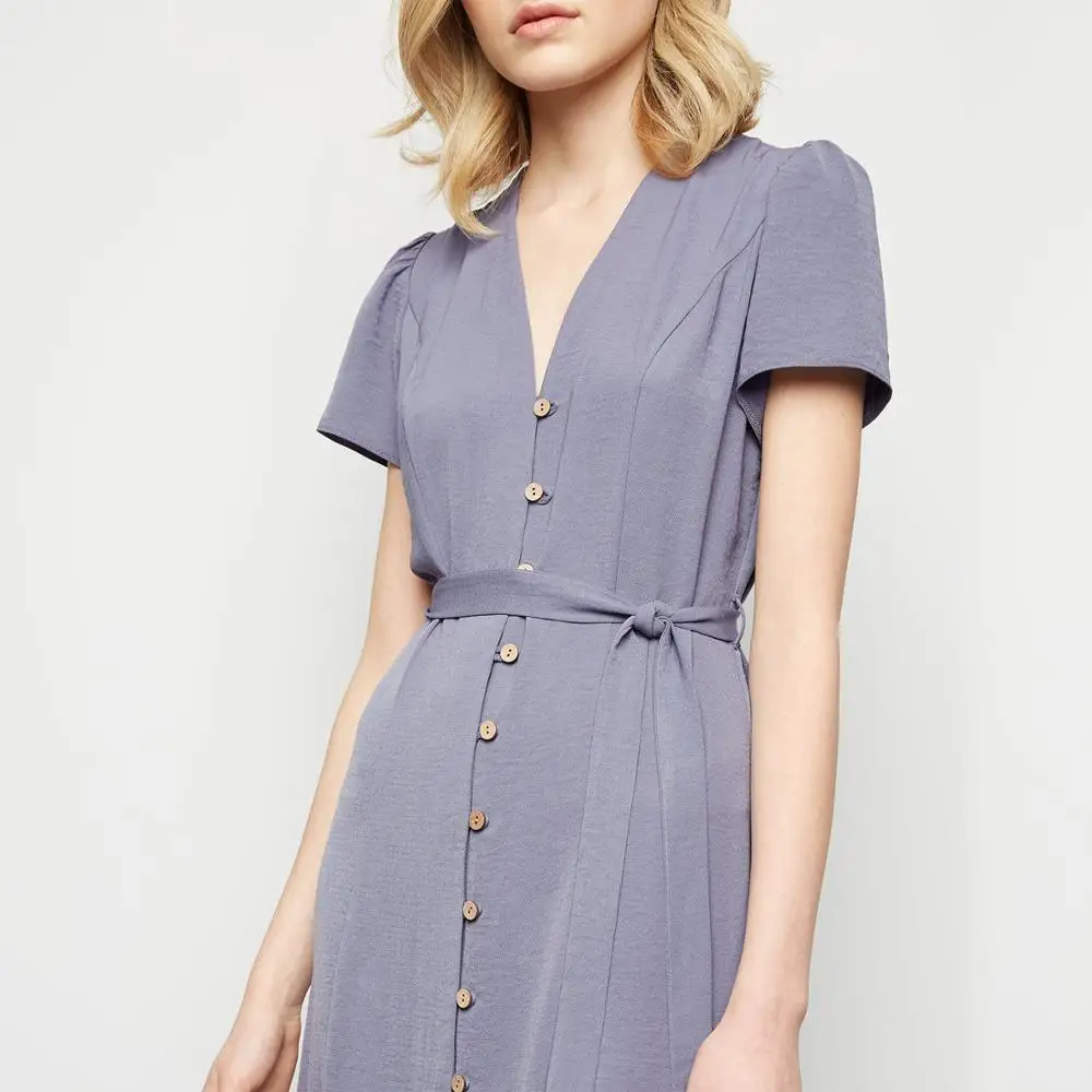 Wrap Factory short sleeve clothes Casual fit women dress model with button Dresses 2020