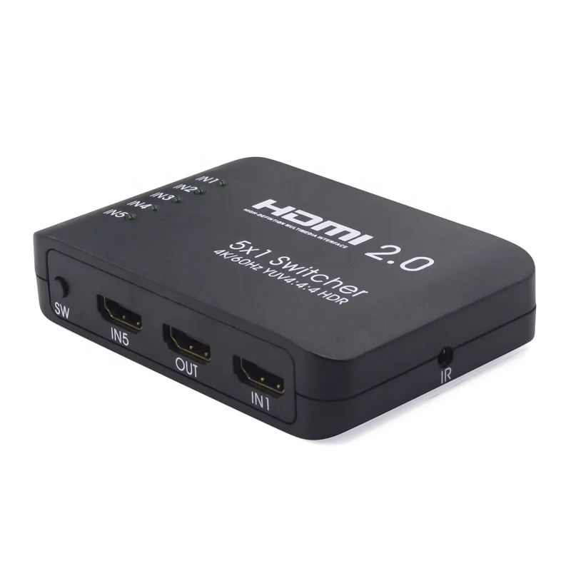 Aoeyoo HDMI Switch Out Switcher 5x1 4k/60hz HDR with IR Remote Support 4K 3D 5 in 1 for Xbox PS4 5 HD Input 2.0 AYS-51V20 Ce