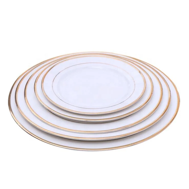 
European style porcelain plate with gold rim 