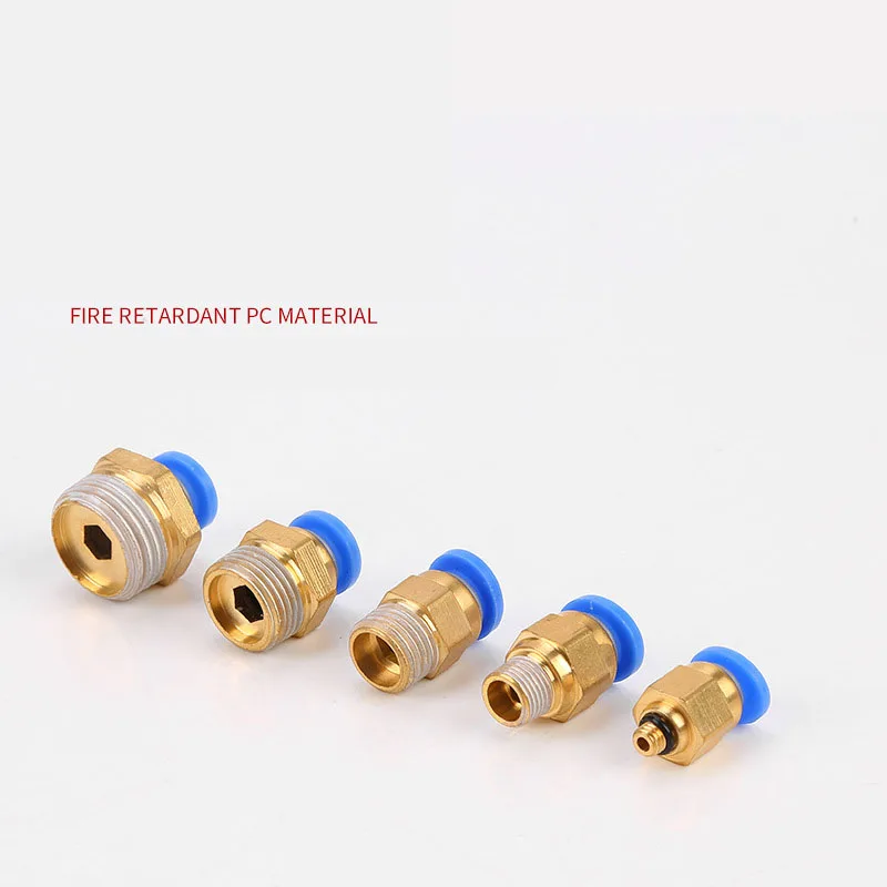 PC male thread straight copper quick connect tube air fittings one touch pneumatic fittings connecting pneumatic fittings