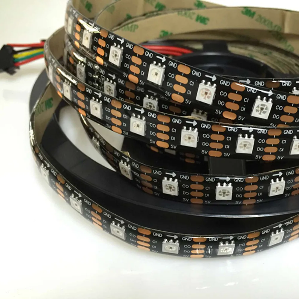 50m Transparent led strip 90W led strip 5V smd 5050 rgb cw ww APA102 4Pin double line JST connectors