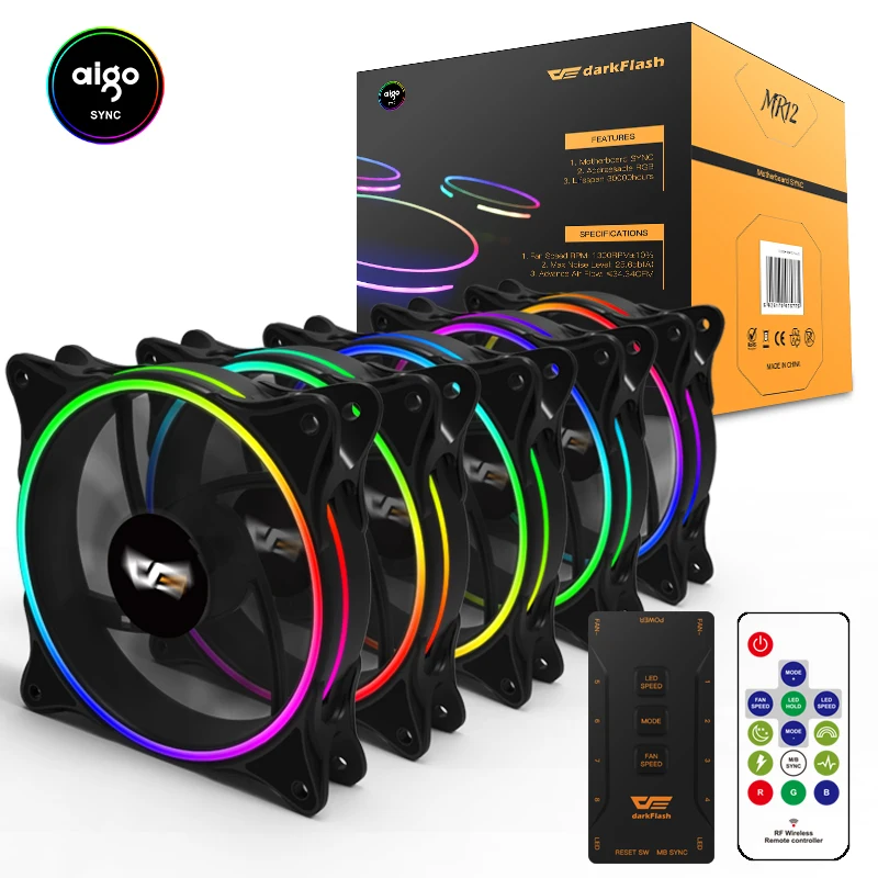 Aigo/darkFlash MR12 5in1 новый компьютер охлаждения RGB вентилятор