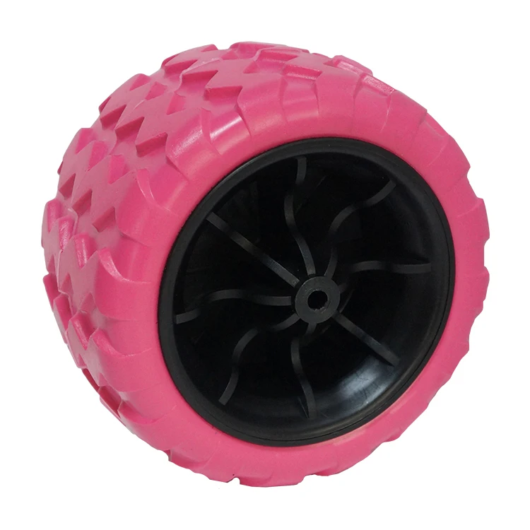 Wide PU tire plastic hub rubber wheels for supermarket trolley cart