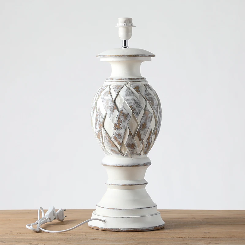 Factory Handmade Craft Luxury Home Decor Carving Resin Bedside Lamp