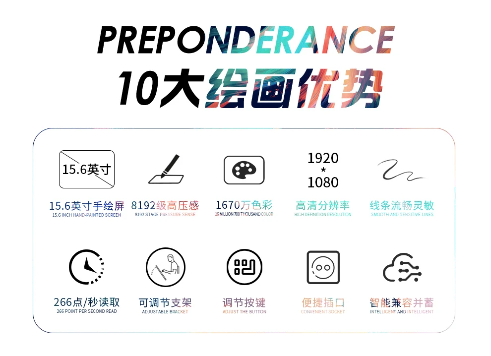 Drawing graphic tablet write signature digital graphic pen tablet pad monitor IPS 8192 1920*1080 5080lpi Bosto