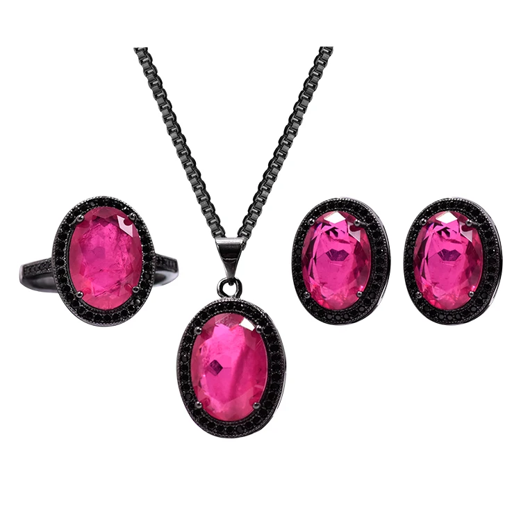 Indian Jewelry of 18k Gold Plated Natural Gemstone Jewelry Women Cuff Earring Brincos Imported Synthetic Ruby From China