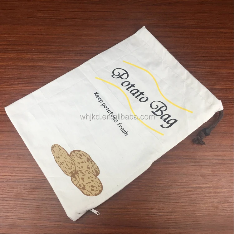 Cotton muslin promotional custom printed drawstring bag wholesale