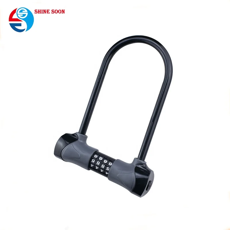 wholesale bicycle accessories cycle lock with code ABS PVC steel copper bike 4 digit combination bike u type bicycle lock
