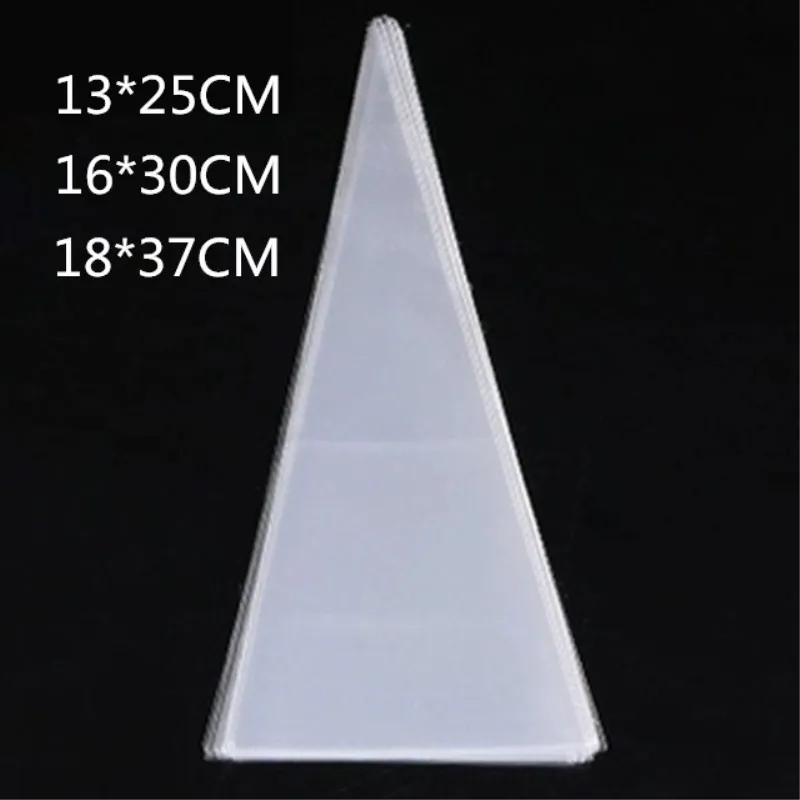 Sweets Cone Bags Cellophane Clear Cone Plastic Bags with Assorted Twist Ties for Party and Sweets