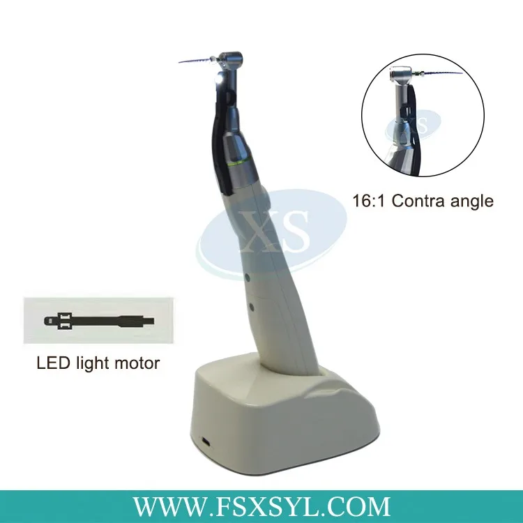 Dental cordless wireless endodontic endo motor root canal 16:1 reduction contra angle led  with high capacity battery