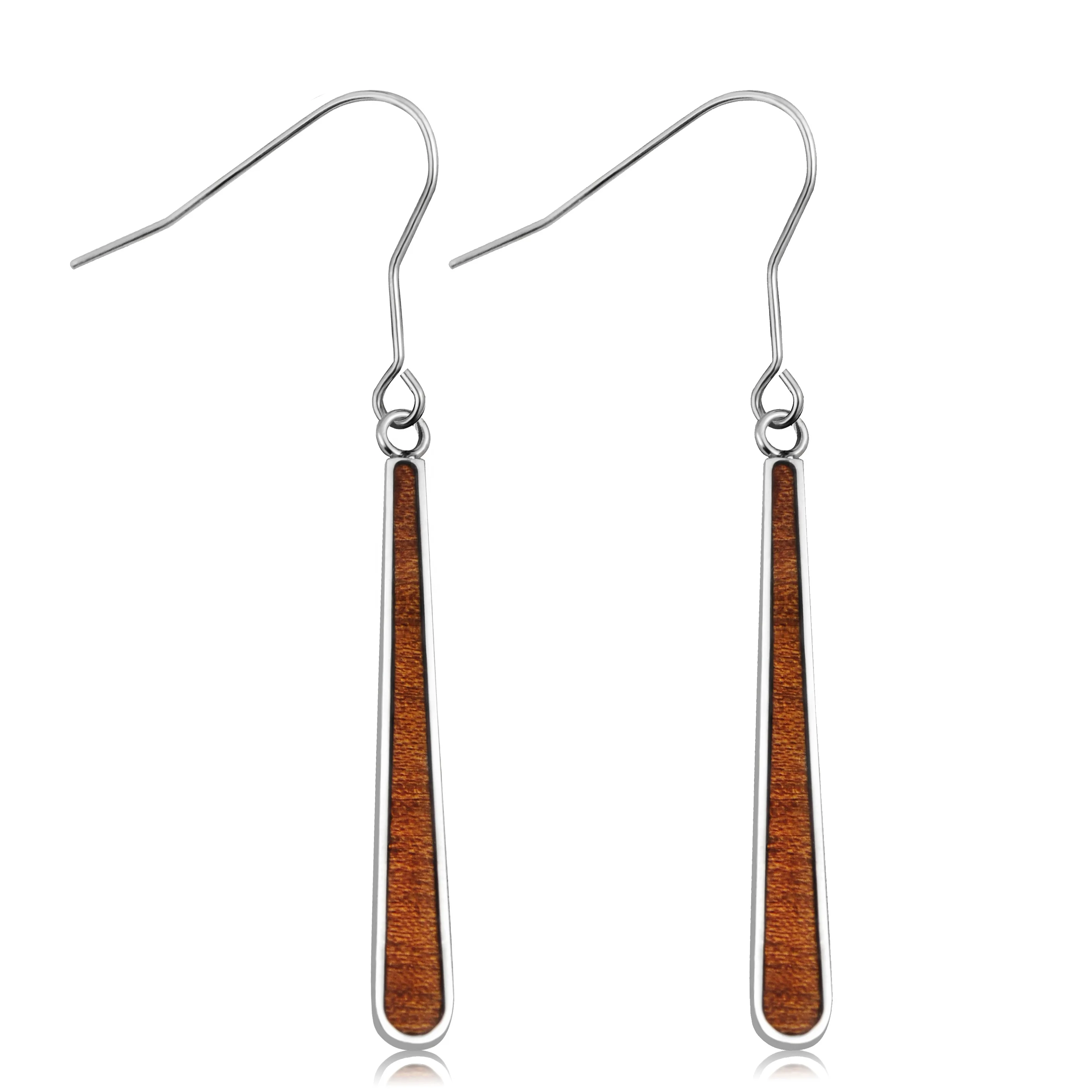 Hawaiian KOA Wood Earrings Women Jewelry Wire Hook Stainless Steel Earrings