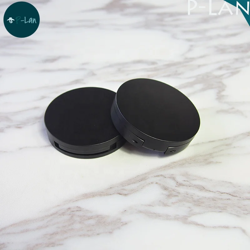 P-Lan Brand Stock 40mm Pans Matte Black Round Empty Blush Compact Powder Case With Mirror