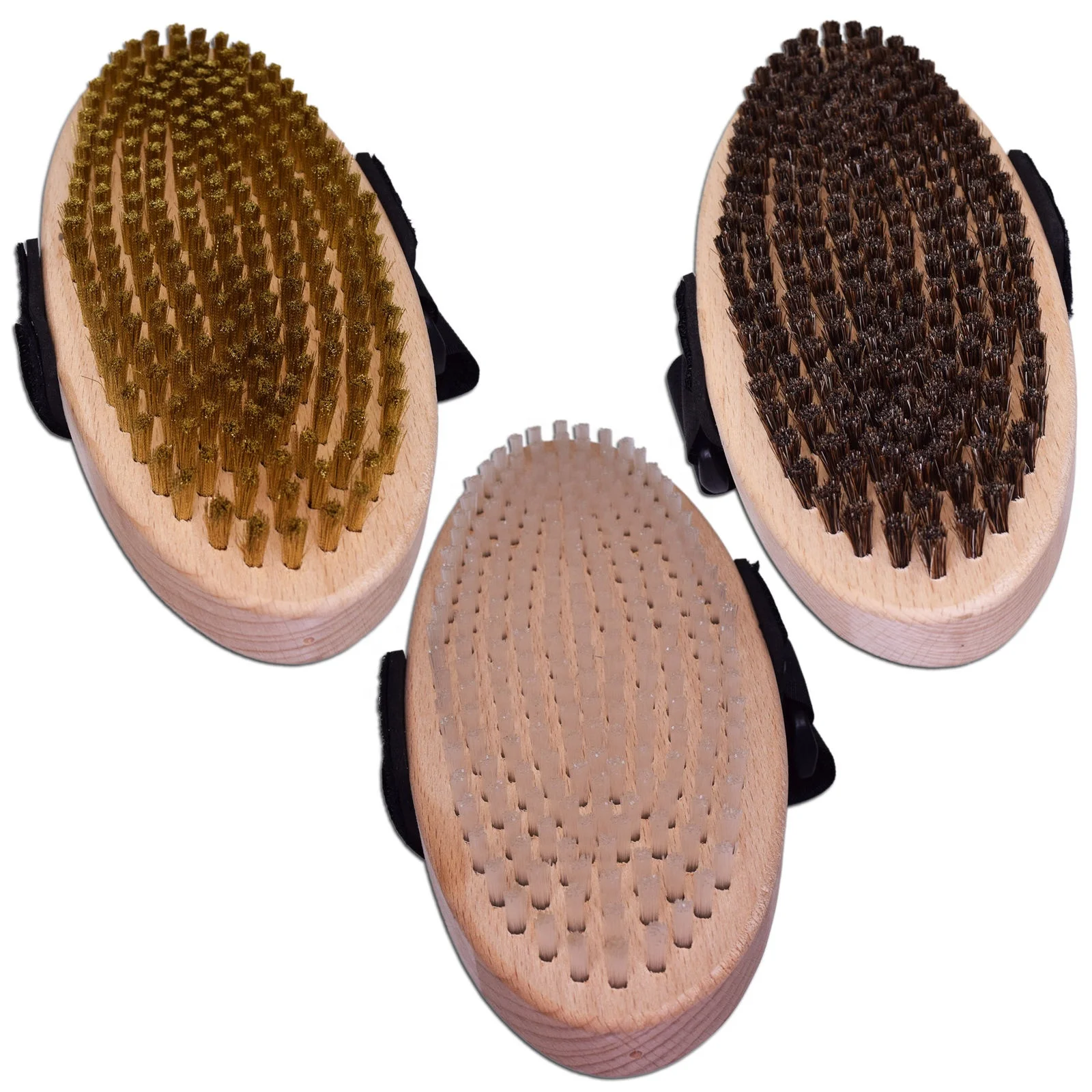 Ski Wax Brush Kit Set of Three, Nylon, HorseHair, Brass