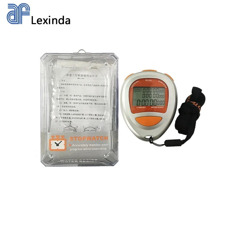 EMAF wholesale IPX4 waterproof 3 rows 100 memory stopwatch electronic chronograph digital countdown timer sport stopwatch