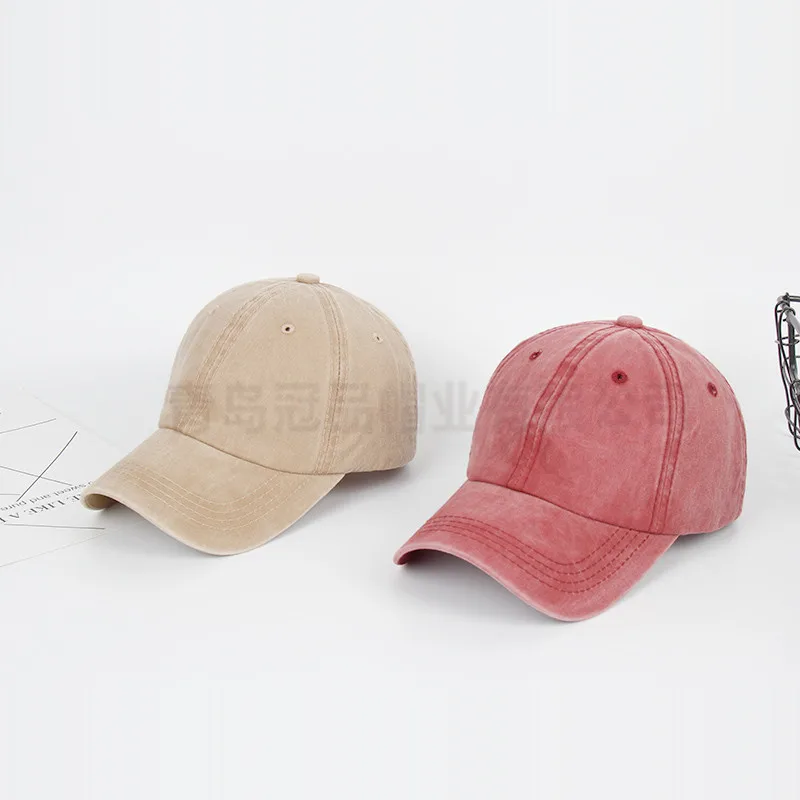 Unisex Vintage cotton washed distressed baseball cap twill plain adjustable dad hat