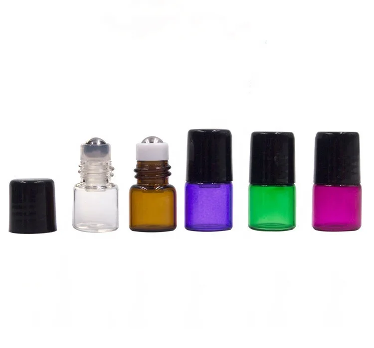 Wholesale mini 1ml 2ml 3ml 5ml glass roll on bottle with metal roller