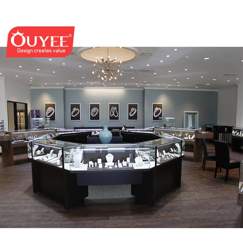 Antique Wooden Style Jewelry Showroom Furniture Mobile Used Glass Display Cases Jewelry Used Jewellery Display Counter