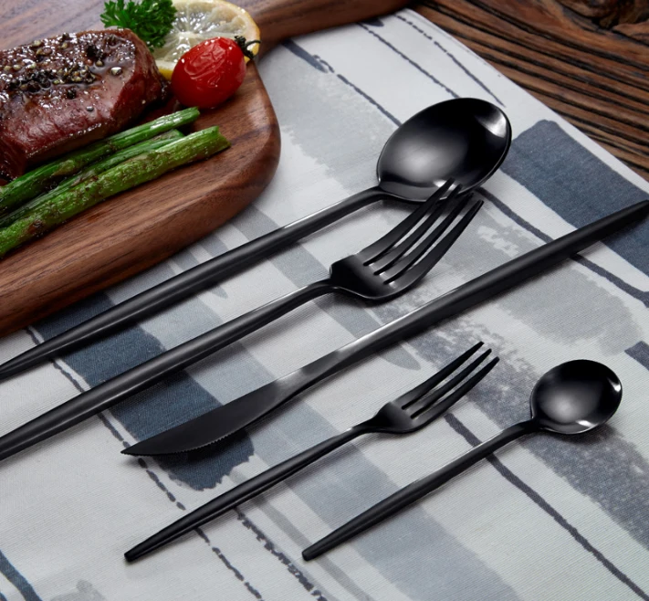 2pcs luxury travel stainless steel  fork spoon  gold cutlery set