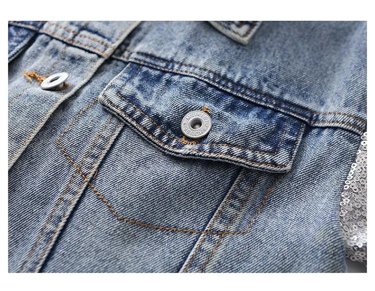 Unicorn Denim Jacket for Girls Coats Children Clothing Autumn Baby Girls Clothes Outerwear Sequined Jean Jackets for Child Girls