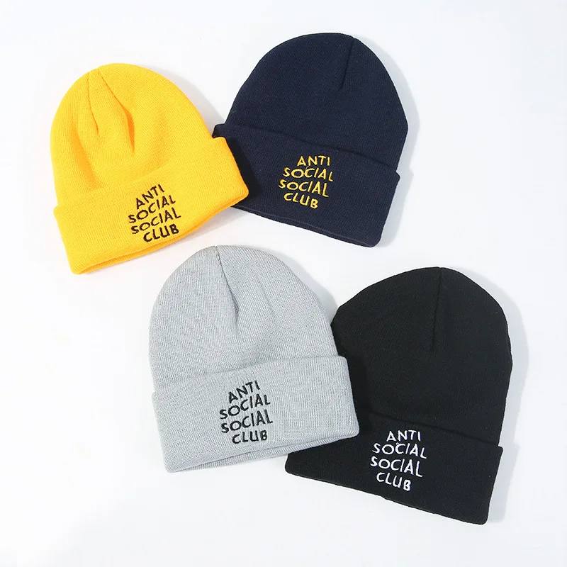 
Customized logo dome windproof acrylic knitted cuff beanie women winter skull caps 