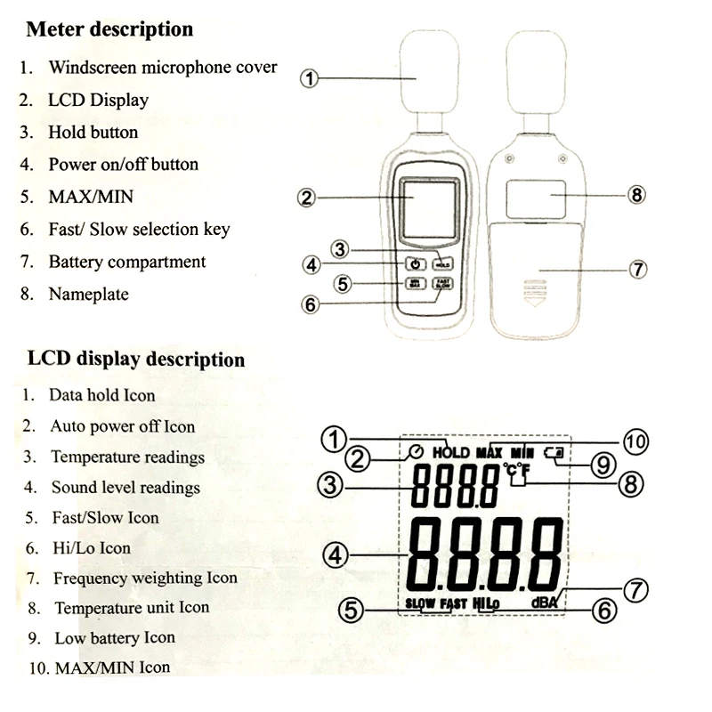 XEAST Hot Sale Handheld Digital Sound Meter  35dB~135dB Measuring Level Range With LCD Display Mini Sound Level Meter XE-911A