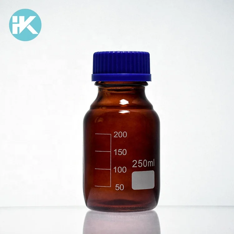 Huke Custom Logo 100 250 500 1000 2000ml Reagents Amber Mobile Phase Glass Solvent Bottle