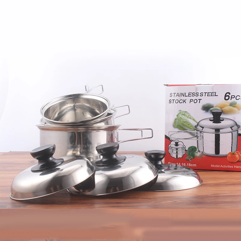 Premium Quality 3 pcs cookware sets Stainless Steel Milk Pot/Soup Pot/ Sauce Pan with glass lid