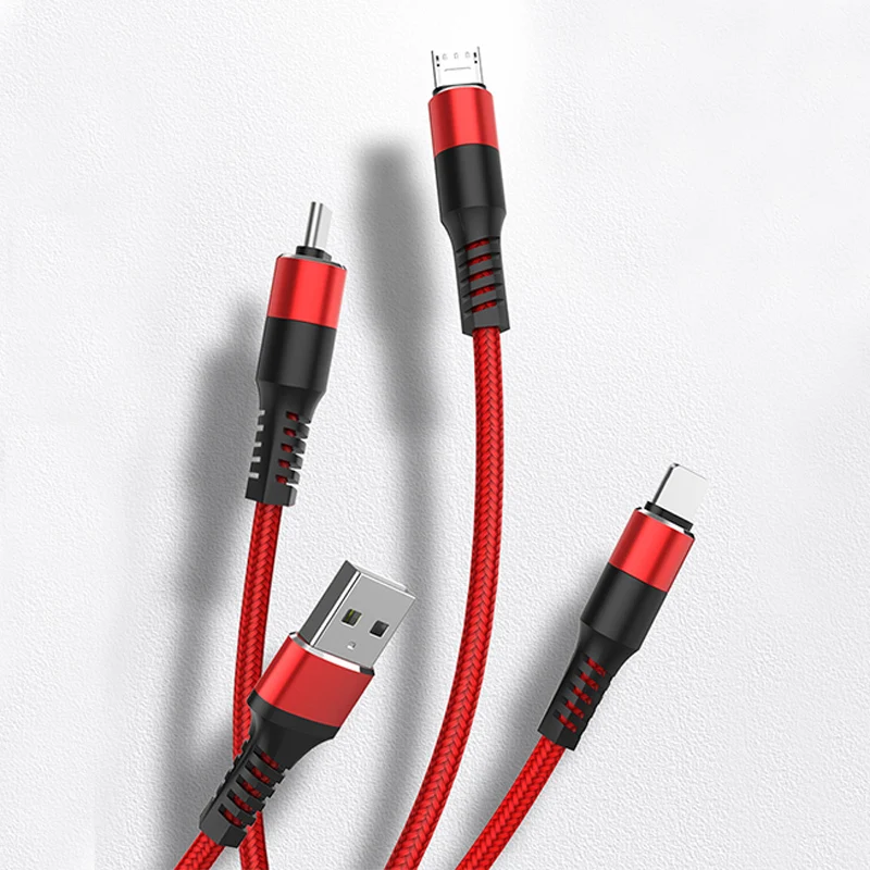 Низкая цена 2019 Doolike 3 в одном нейлоновый Плетеный провод micro Тип c USB кабель для зарядки для iPhone/Android